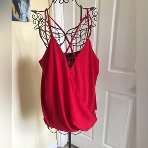 Talent Red Spaghetti Strap Sexy Blouse Drapey Size 2X So Pretty